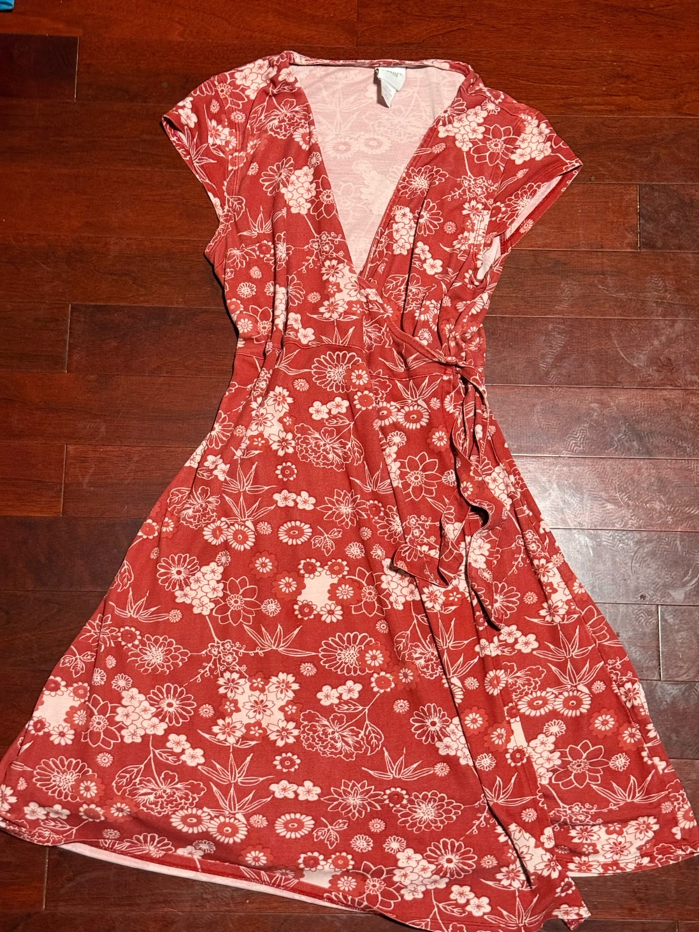 Floral Hibiscus Wrap Summer Dress (S-M)